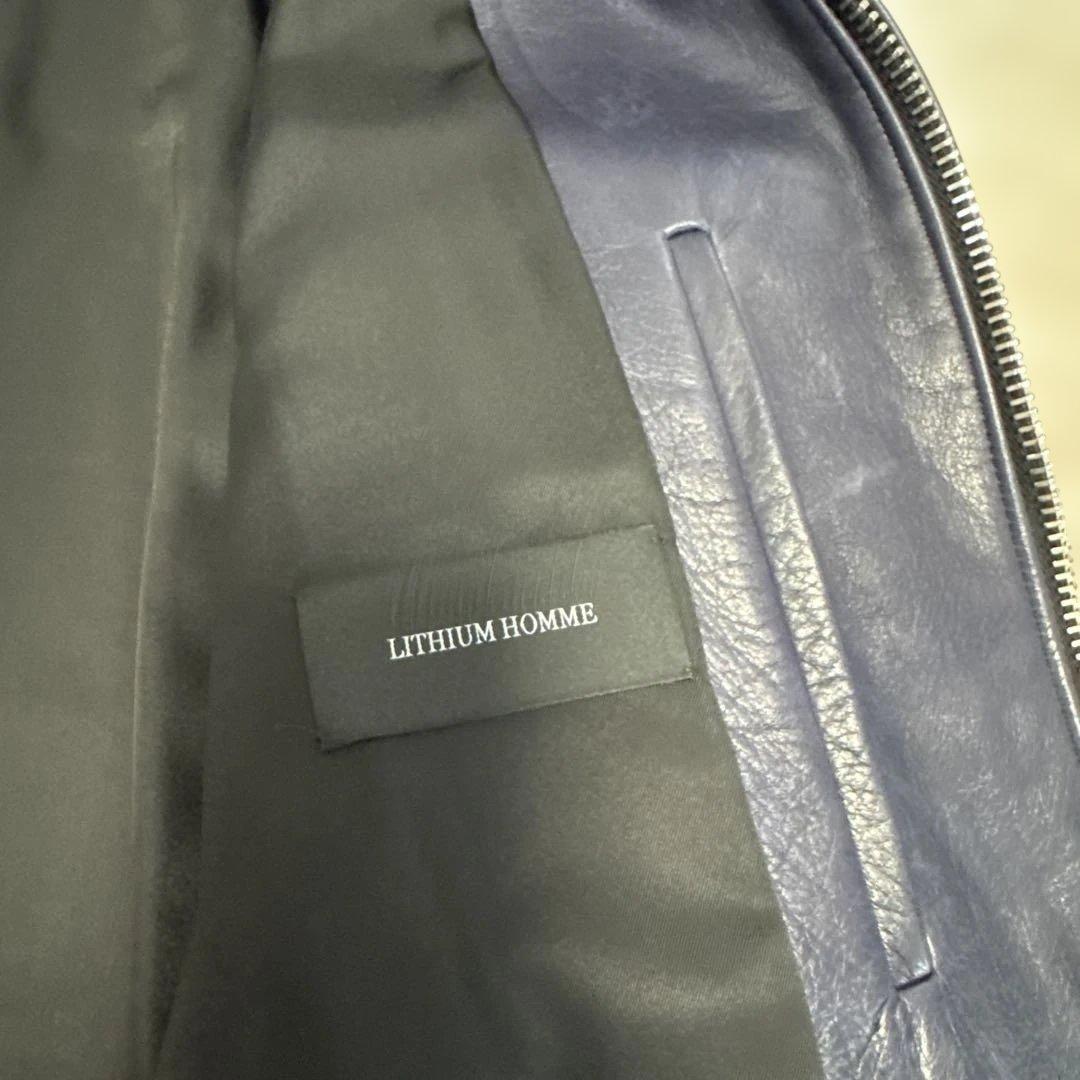 LITHIUM HOMME☆シングルライダースジャケット☆ネイビー☆サイズ50