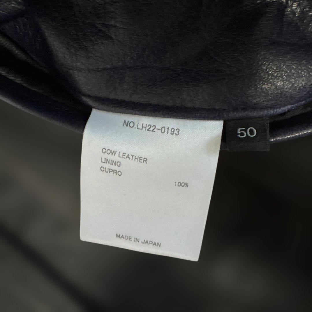 LITHIUM HOMME☆シングルライダースジャケット☆ネイビー☆サイズ50