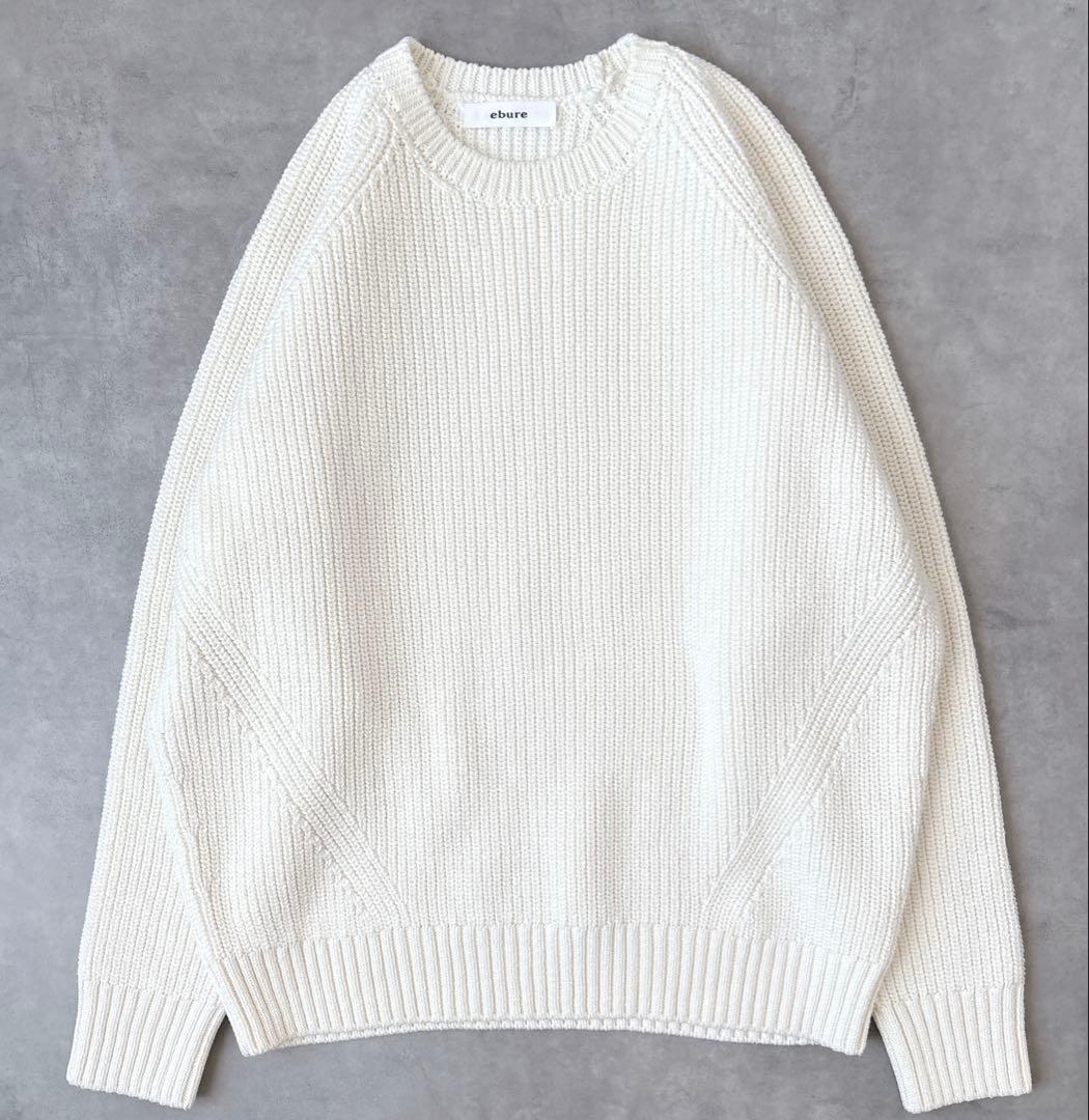 エブール ebure タートルネック コットン カシミヤ混 ニット 白