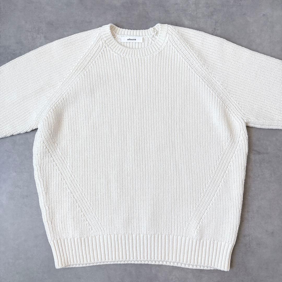 エブール ebure タートルネック コットン カシミヤ混 ニット 白