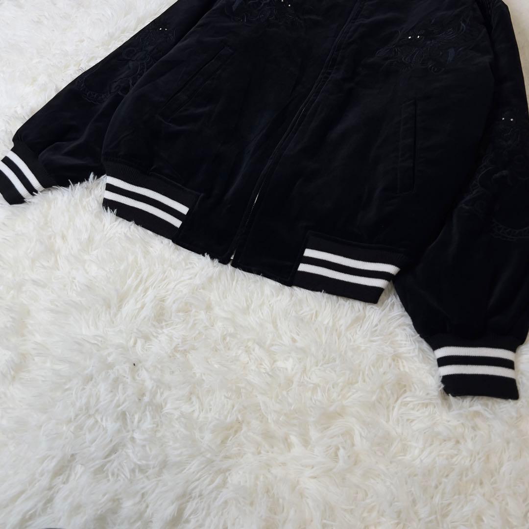 未使用 3L hoshihime 星姫 別珍 ベロアスカジャン 双龍 ブラック