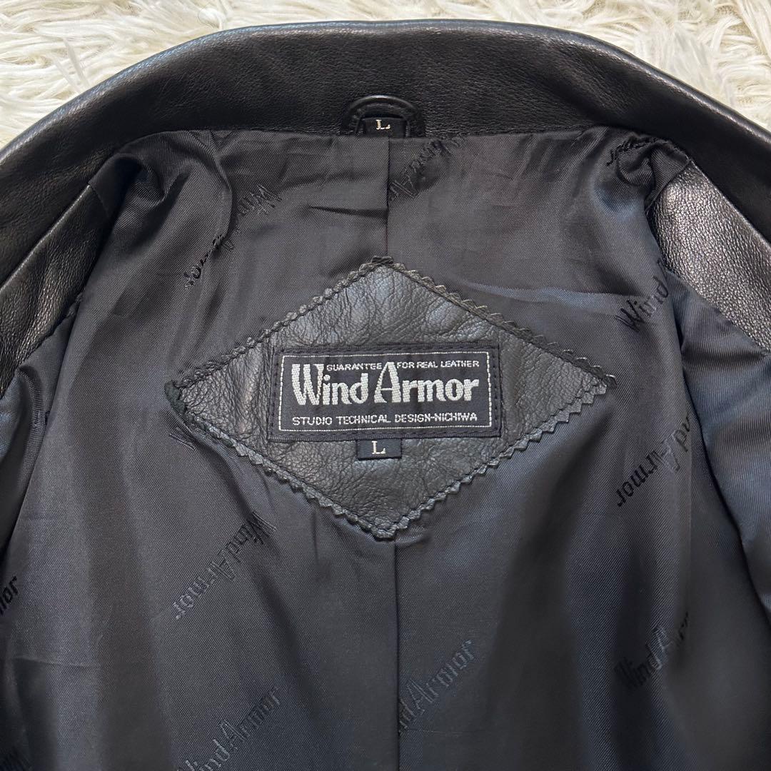 値下げ 大きい ウィンドアーマー イタリア 羊革 レザー ジャケット 裏地 ロゴ
