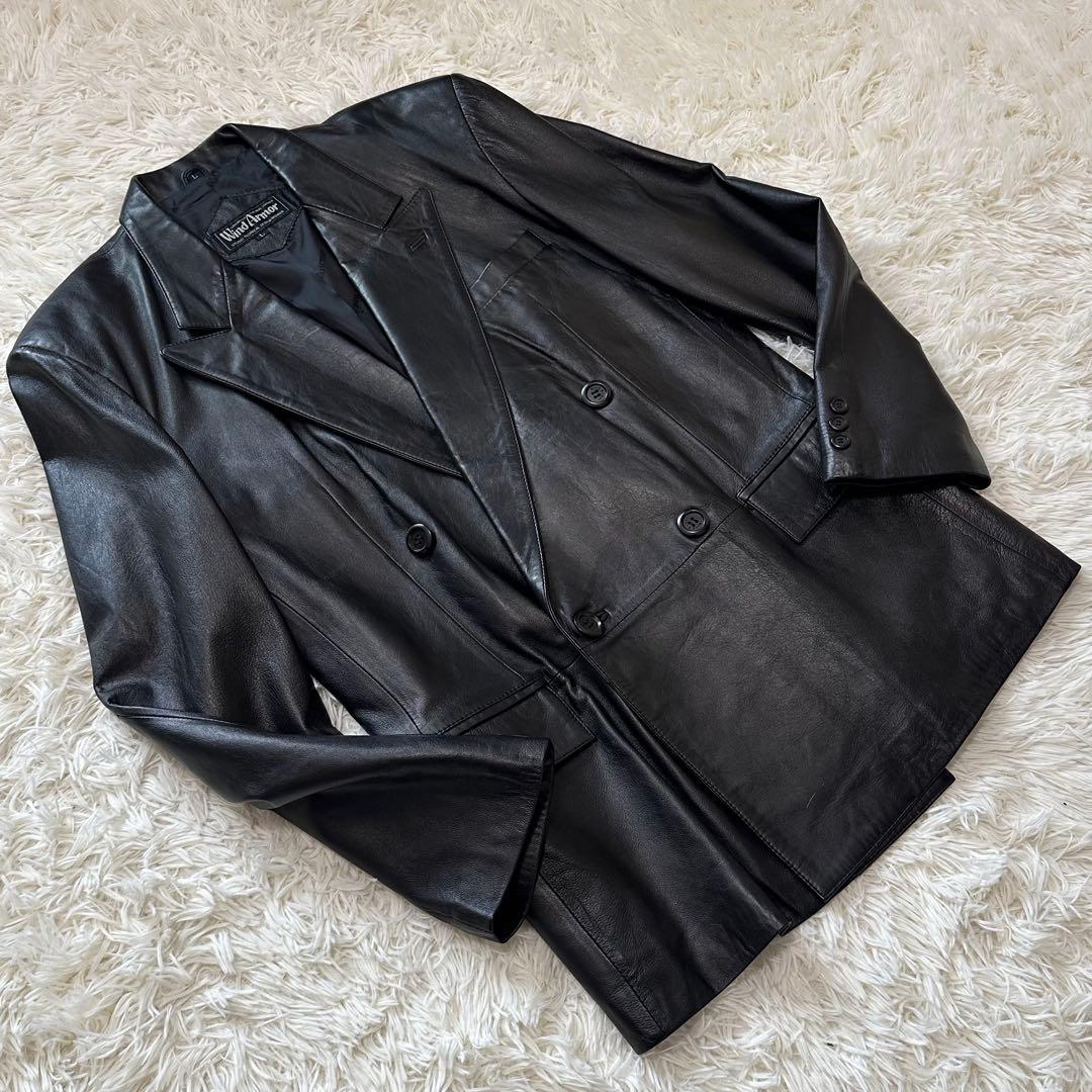 値下げ 大きい ウィンドアーマー イタリア 羊革 レザー ジャケット 裏地 ロゴ