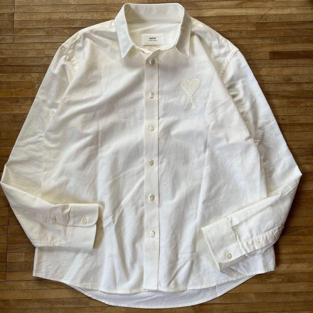 AMI Paris ハートロゴ刺繍 ボタンダウンシャツ　オーバーサイズ