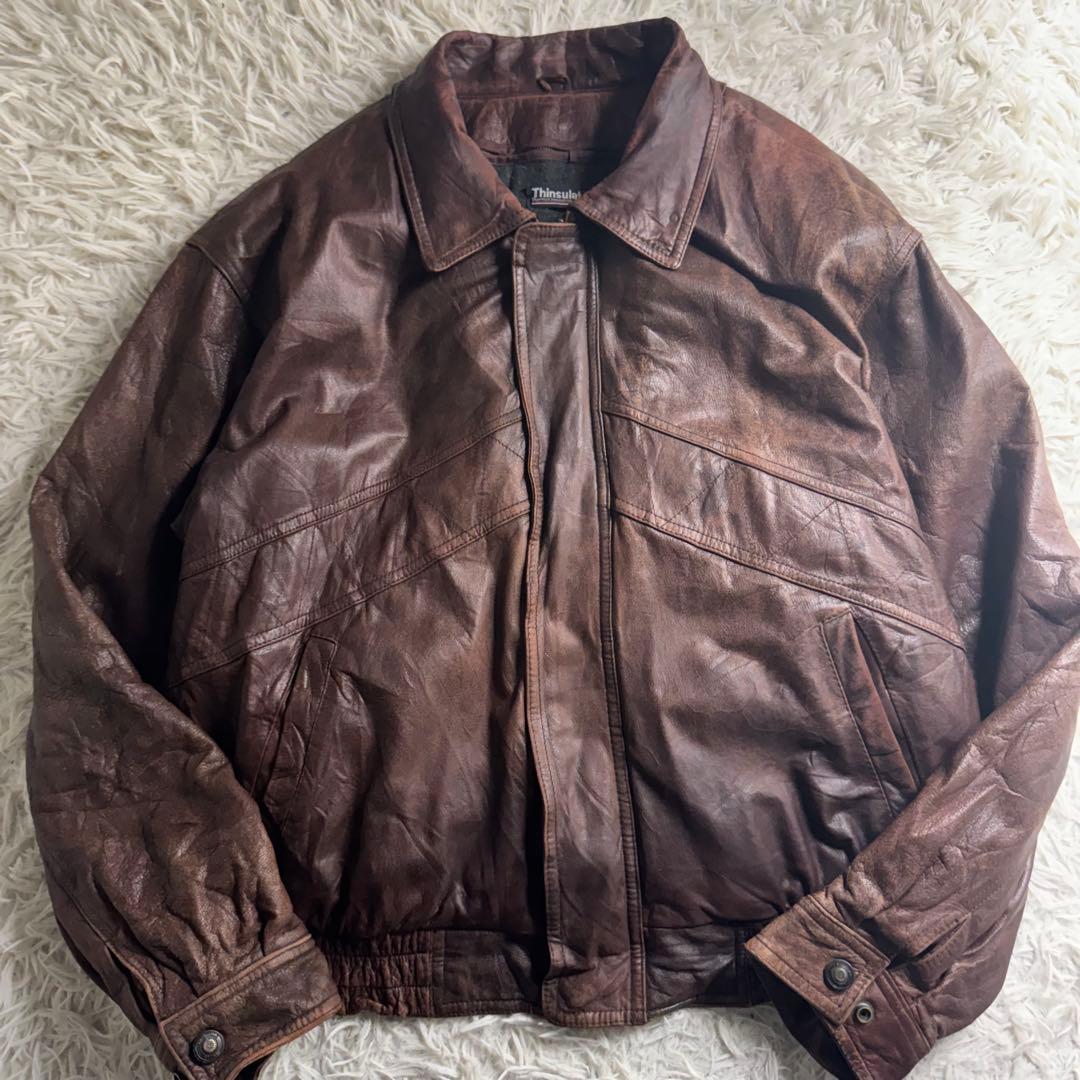 90s Wilsons レザージャケット 茶 シンサレート L〜XL フライト系