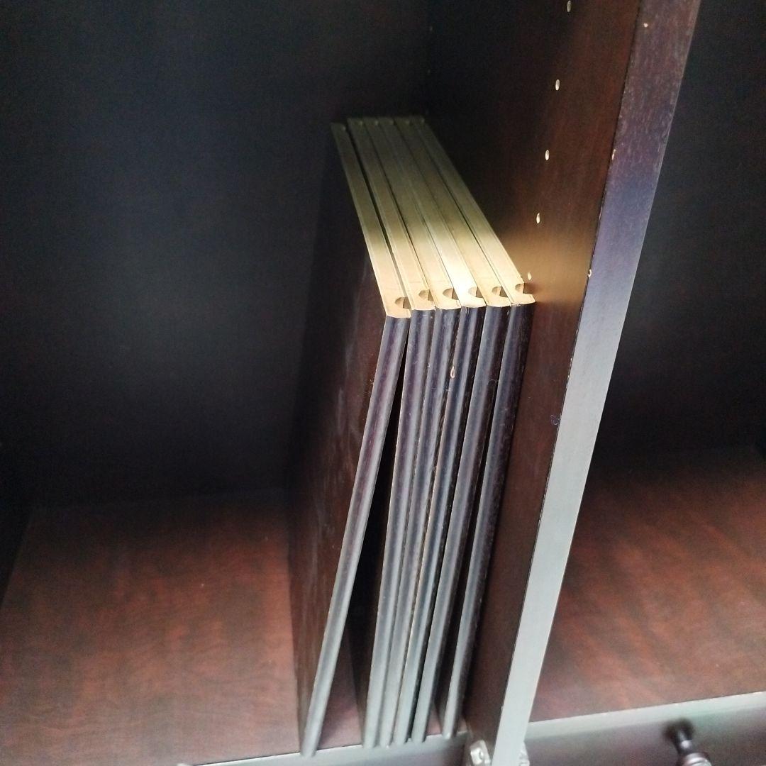 ダークブラウン本棚 ガラス扉付き 5段 書棚 飾棚