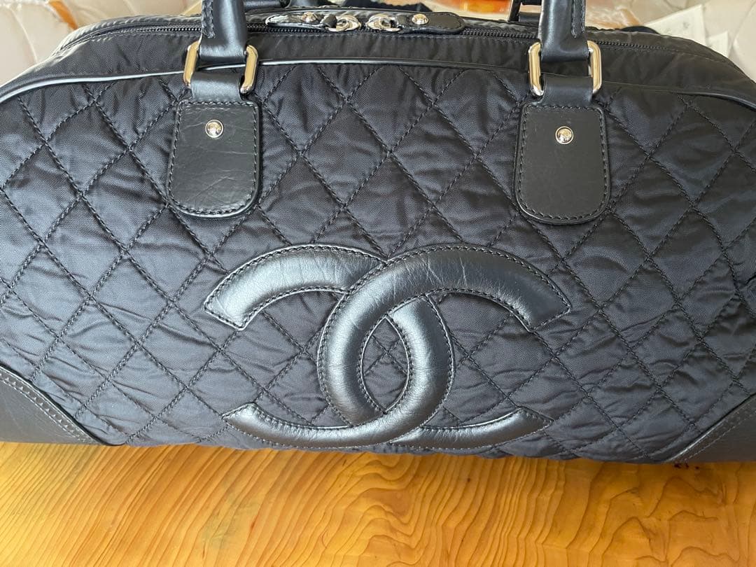 シャネル ボストンバッグ　パリ ニューヨークライン ブラック