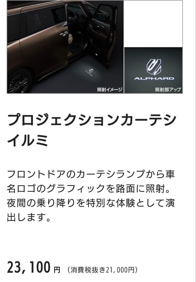 純正 アルファード プロジェクション カーテシ イルミ0852D-58210