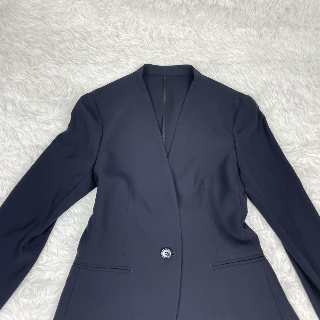 未使用級✨近年モデル✨23区✨ノーカラーパンツスーツ✨大きいサイズ✨シングル✨紺