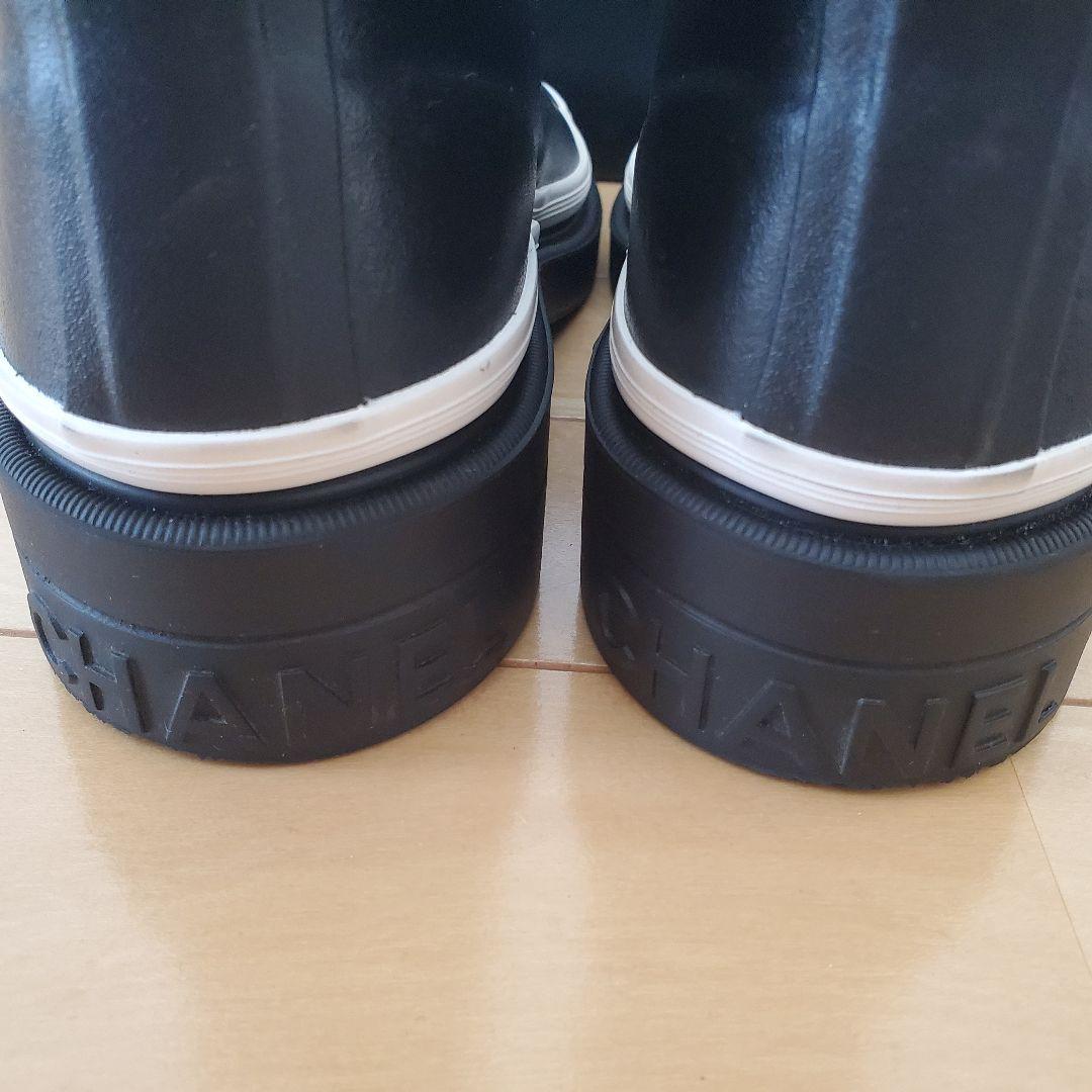 CHANEL ブラック ラバーブーツ レインブーツ サイズ35
