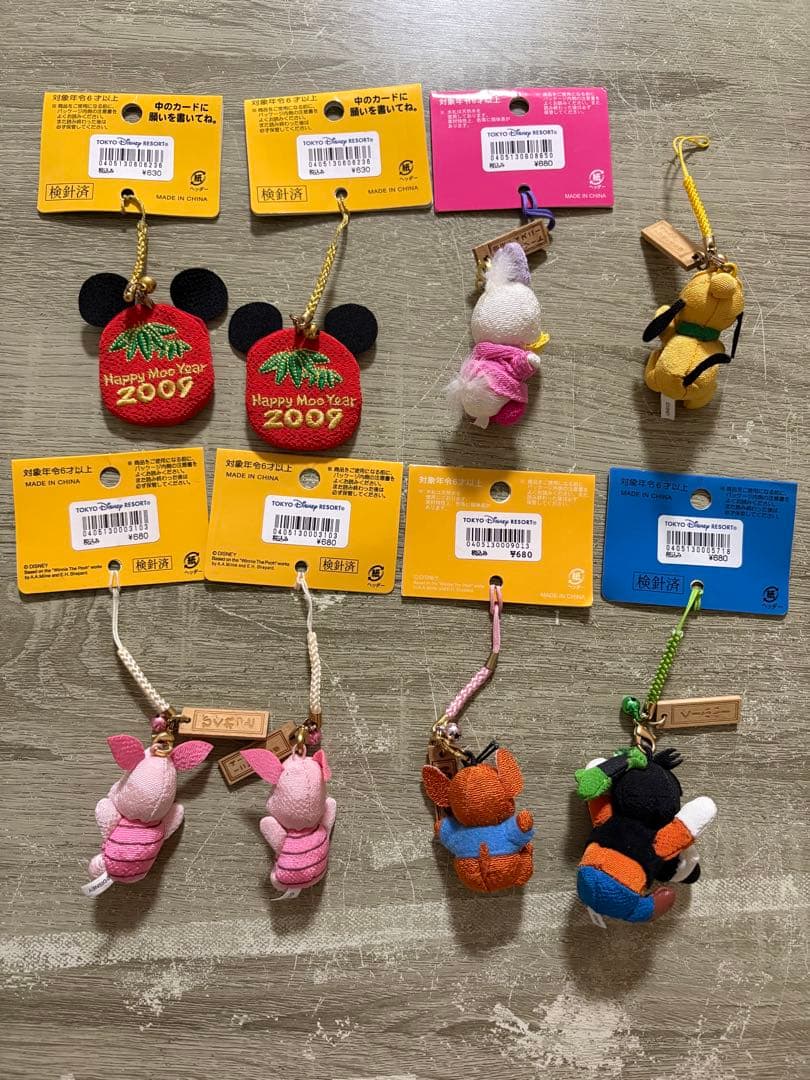 ディズニーキャラクター ストラップ ちりめん ねつけ セット