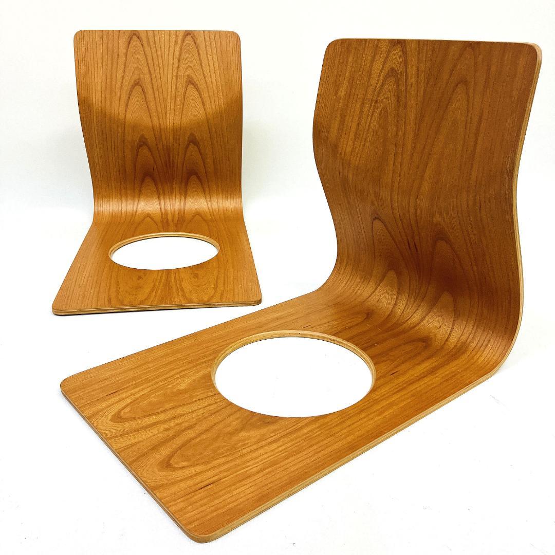 Tendo 天童木工 座椅子 2脚セット 藤森健次 曲げ木 ケヤキ板目 曲木⑳