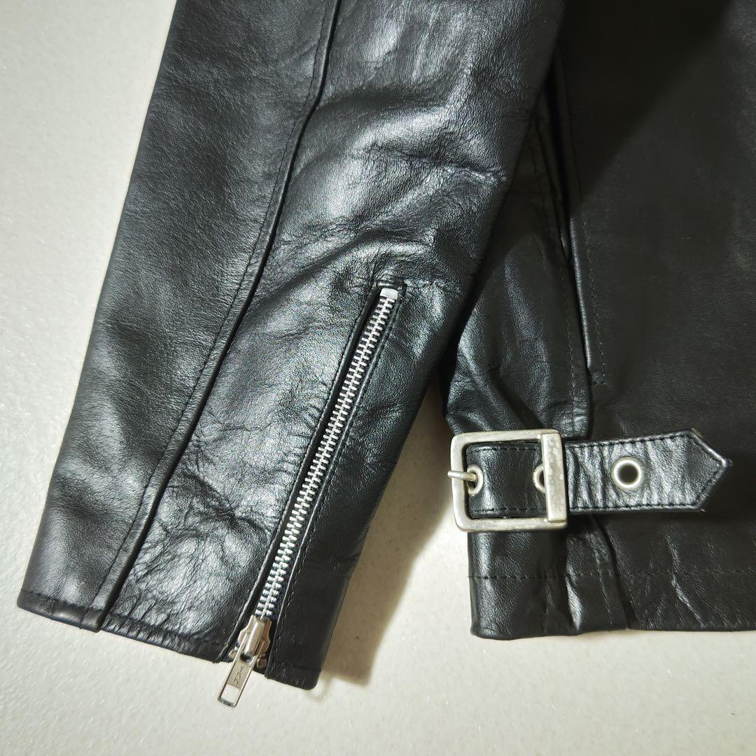 EEZAN　ライダースジャケット　シングル　レザージャケット　本革　黒　立襟