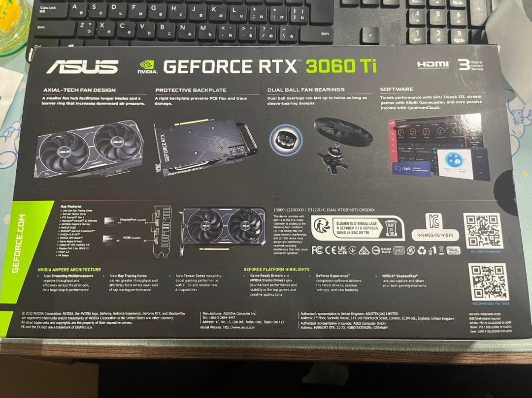 グラフィックボード・グラボ・ビデオカード ASUS NVIDIA GeForce RTX 3060 Ti 8GB