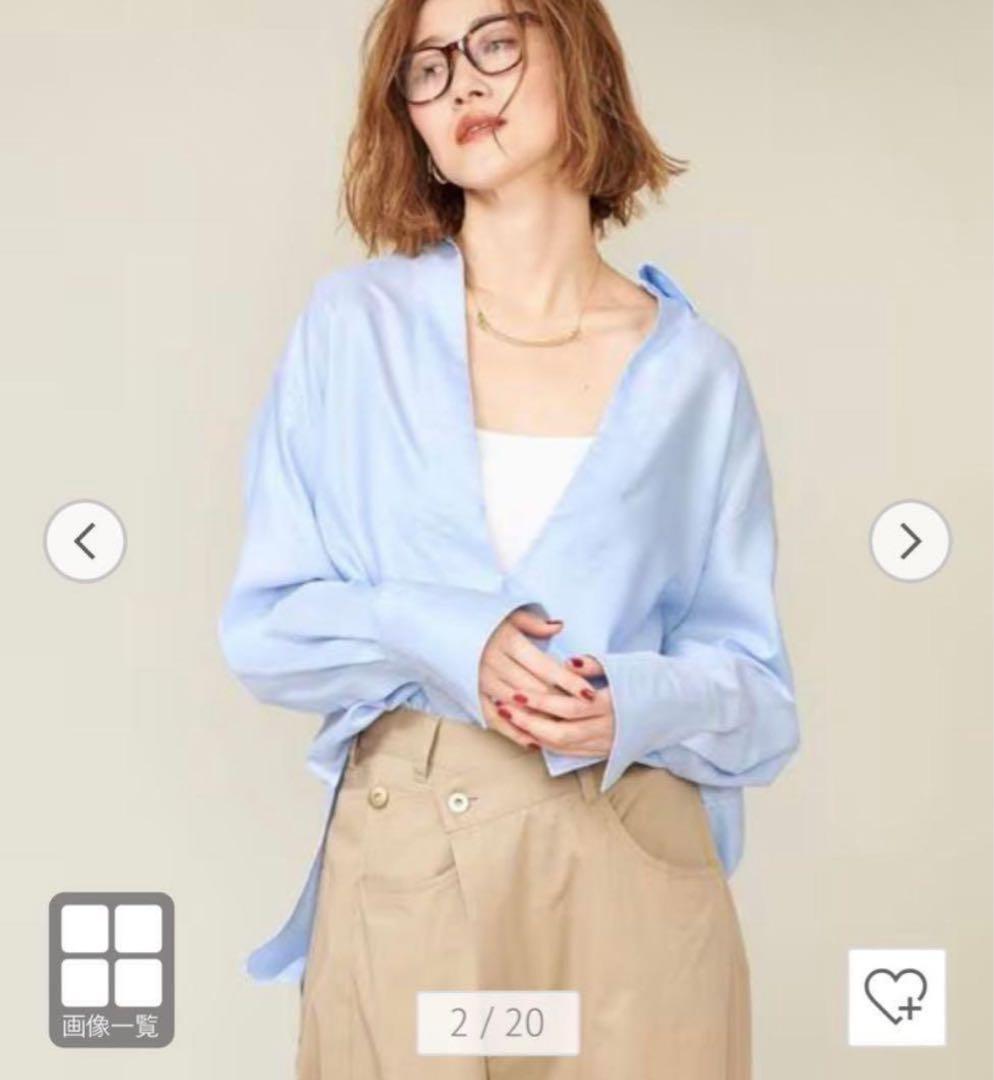 【1月5日限定価格】conte ディープVネックスキッパーシャツ　ライトブルー