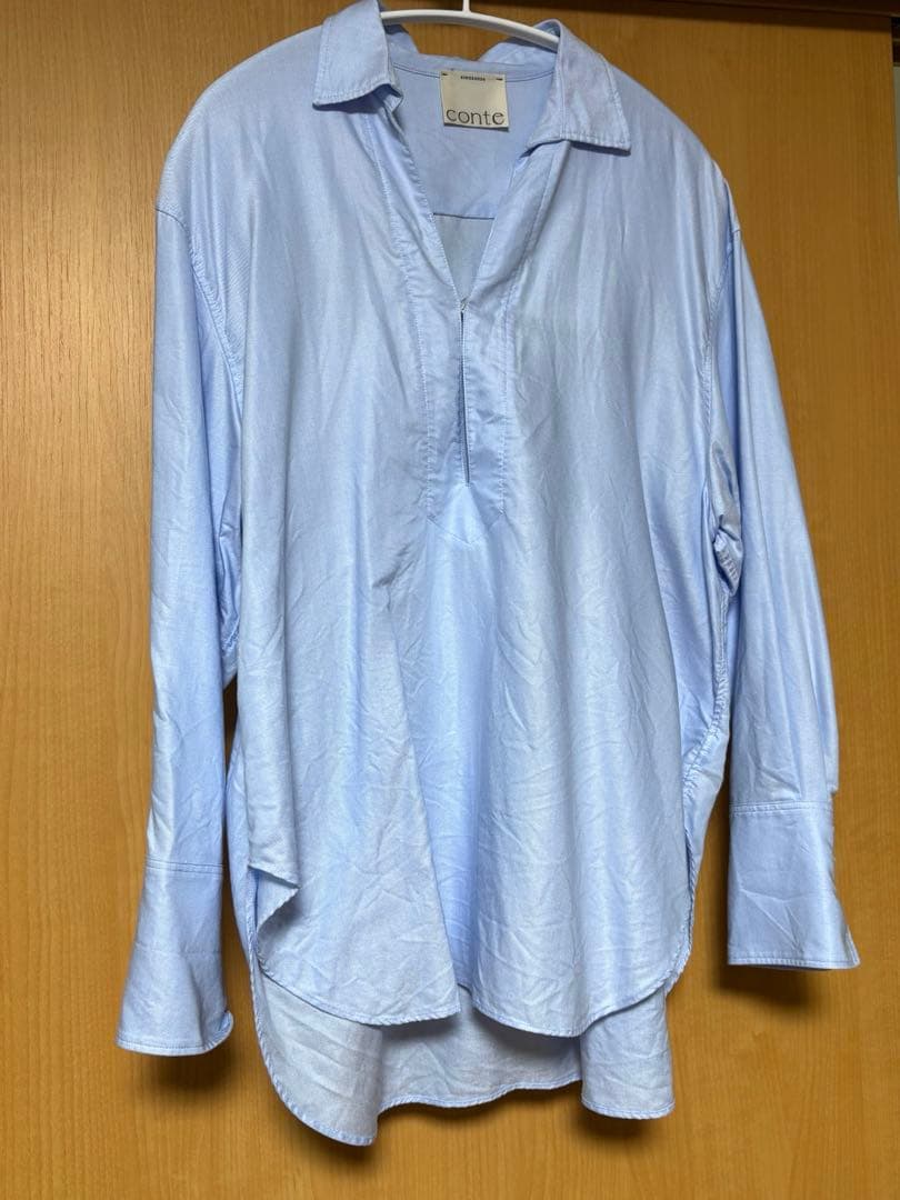 【1月5日限定価格】conte ディープVネックスキッパーシャツ　ライトブルー
