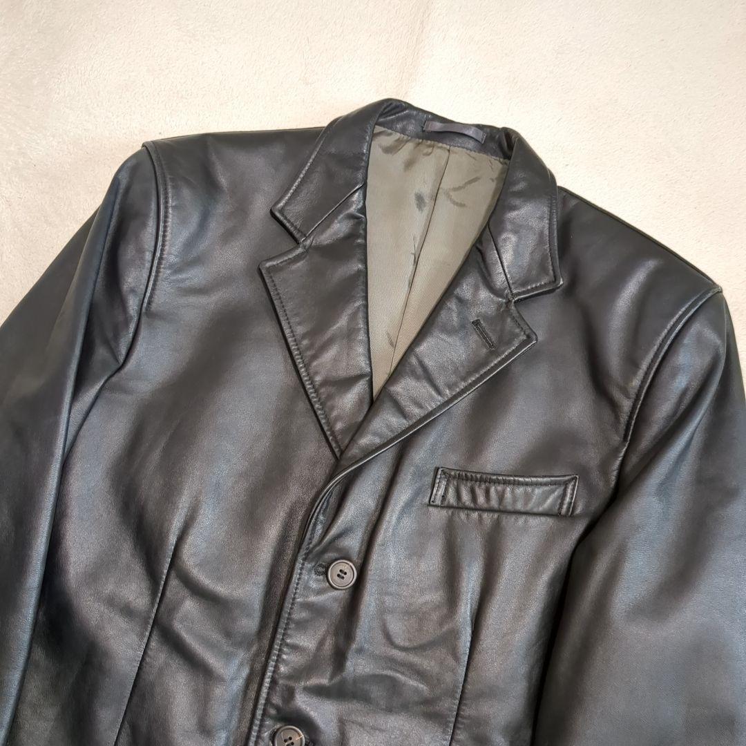 美品 ポールスミス カウレザー テーラードジャケット 牛革 ブラック Mサイズ