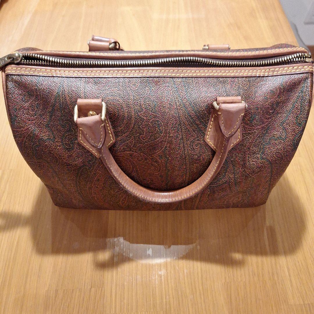 エトロ　ペイズリー柄レザーボストンバッグ