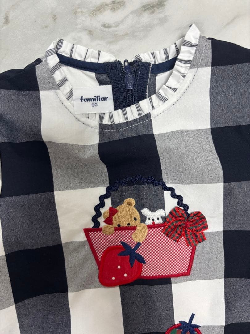 【familiar】ギンガムチェックワンピース 90cm【ファミリア】