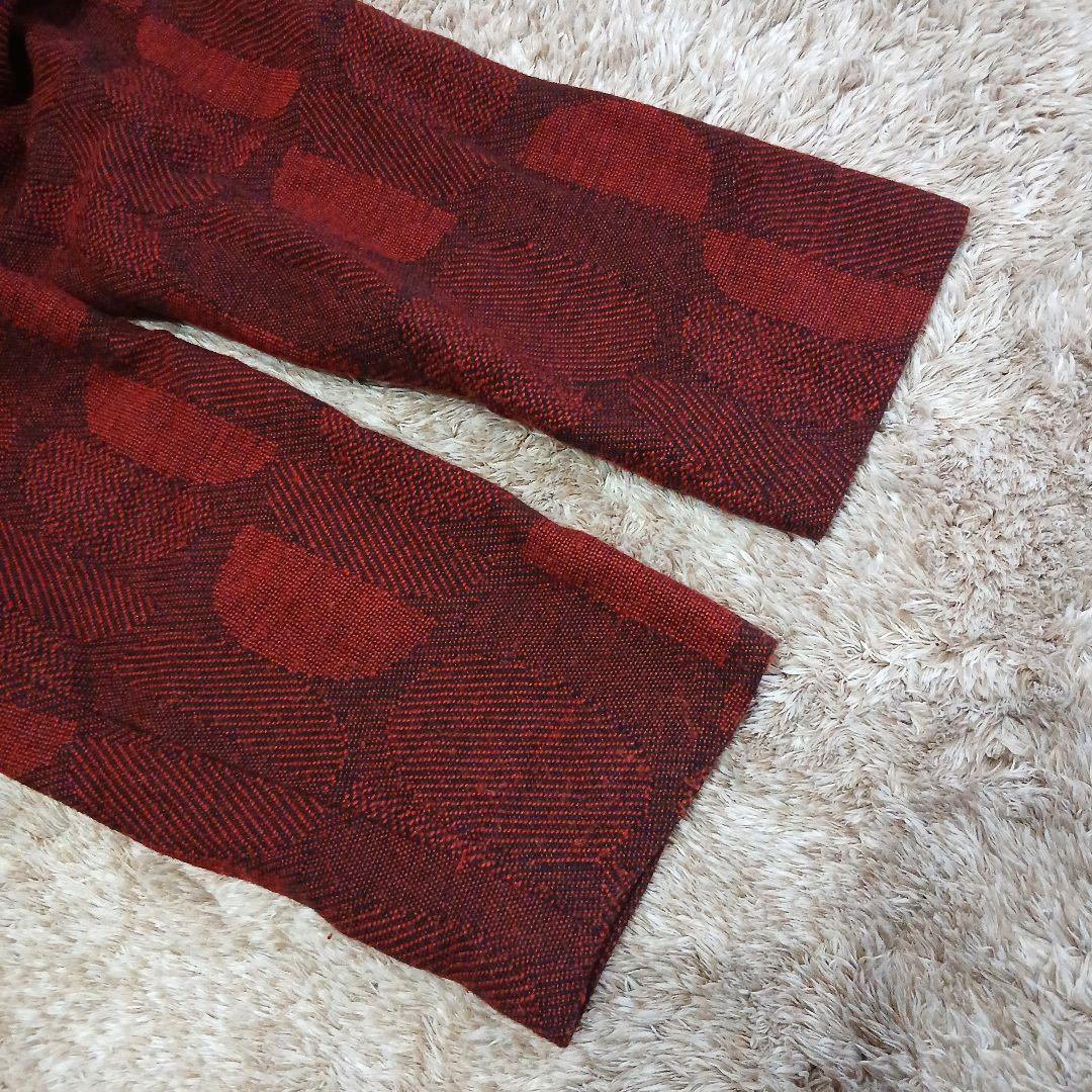 美品 センソユニコ ジウ　変形 ジャケットドット 総柄 アシメ 赤　ウール　羽織
