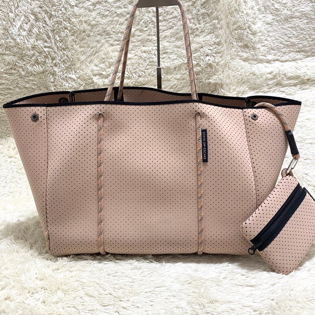 ステイトオブエスケープ トートバッグ 大容量 ポーチ　ブラッシュ ピンク　保存袋