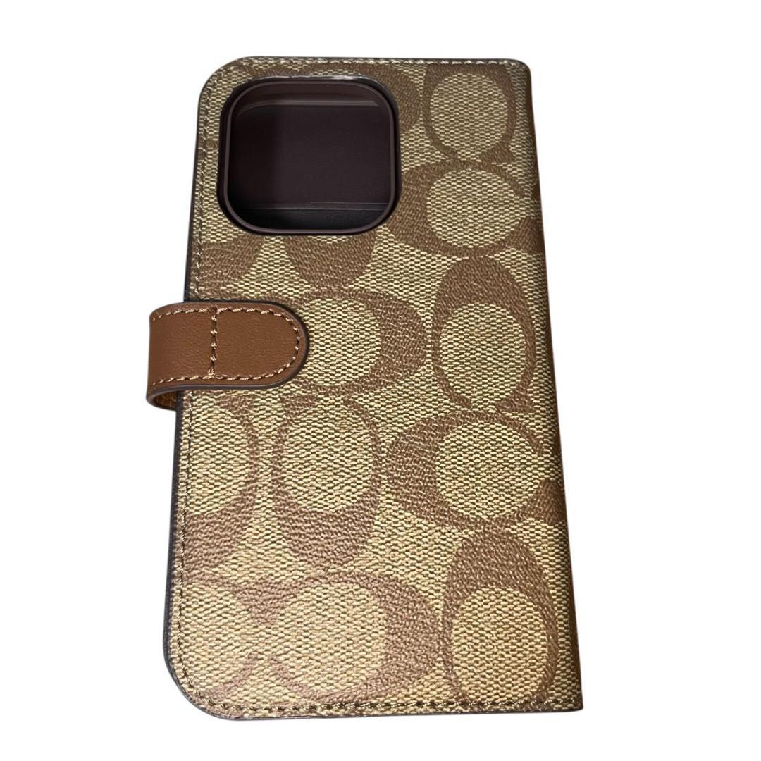 コーチ iPhone13&14 PRO 手帳型ケース シグネチャー スマホケース