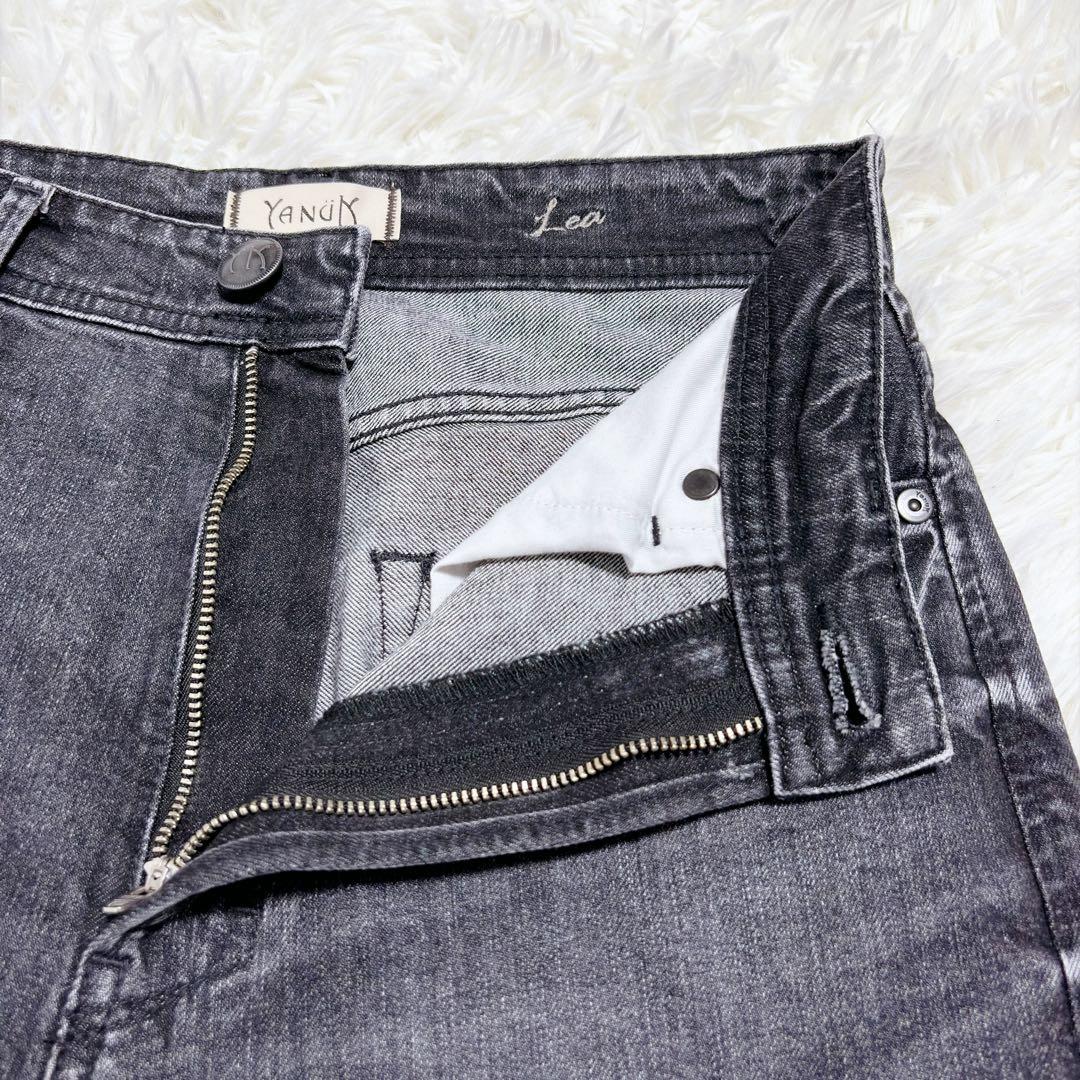 未使用級✨ヤヌーク LEA ボーイズストレート デニムパンツ ユーズドブラック