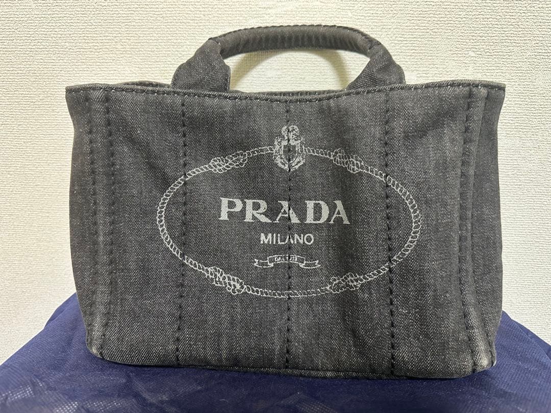 プラダ PRADA カナパ トートバッグ バッグ デニム レディース グレー系