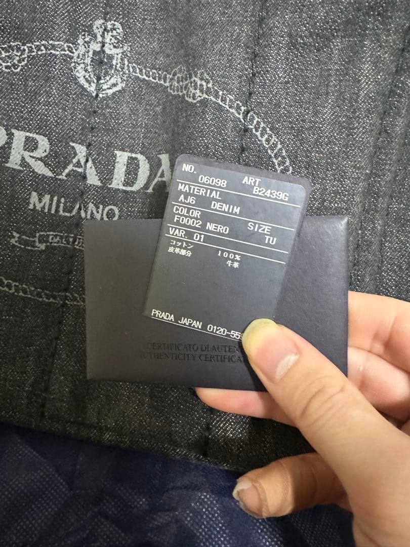プラダ PRADA カナパ トートバッグ バッグ デニム レディース グレー系