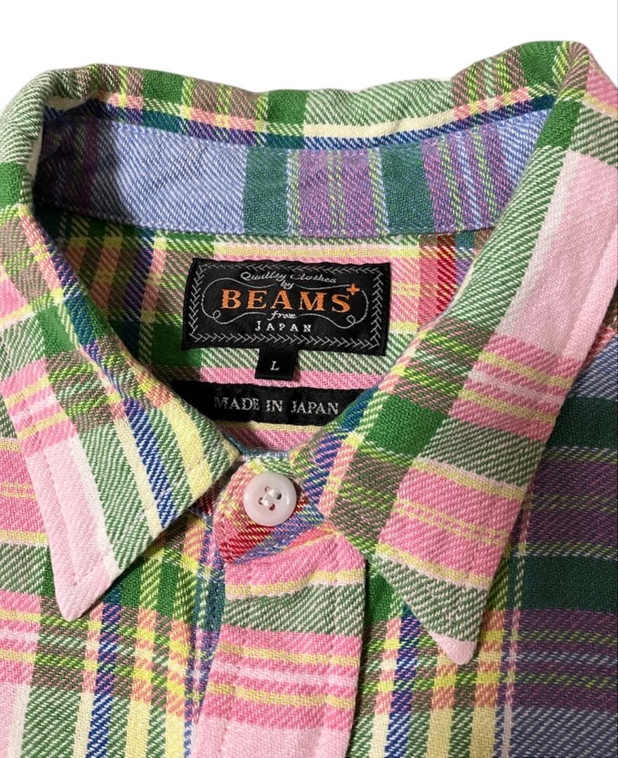 【BEAMS PLUS】インディアンチェック ヘビーフランネル L 日本製