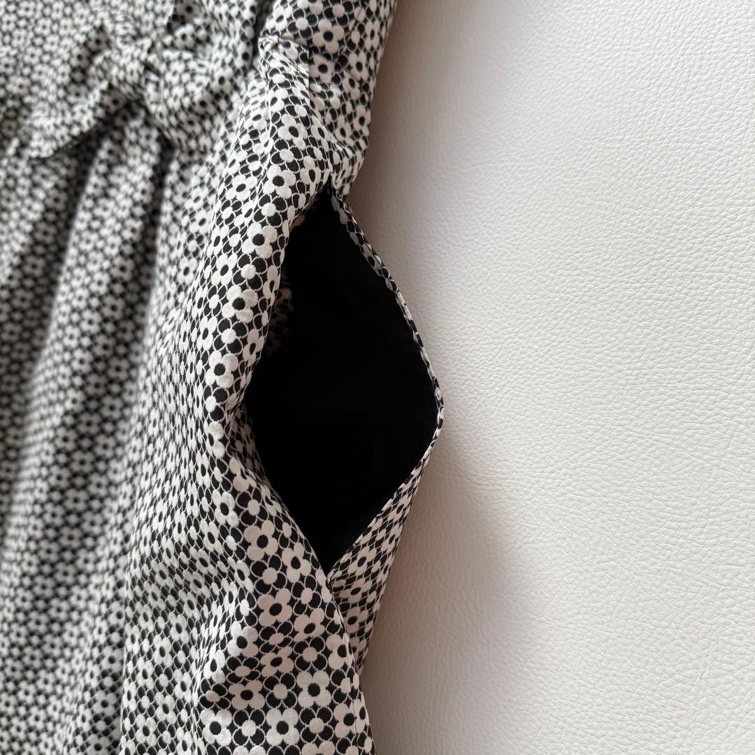 美品✨ルネ　リボンブローチ付き　カメリア総柄ワンピースドレス　クリーニング済　M