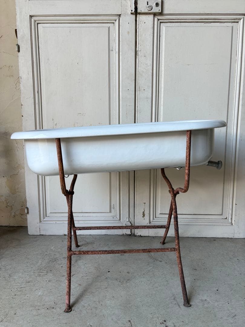 ベビーバス　アンティーク　ホーロー