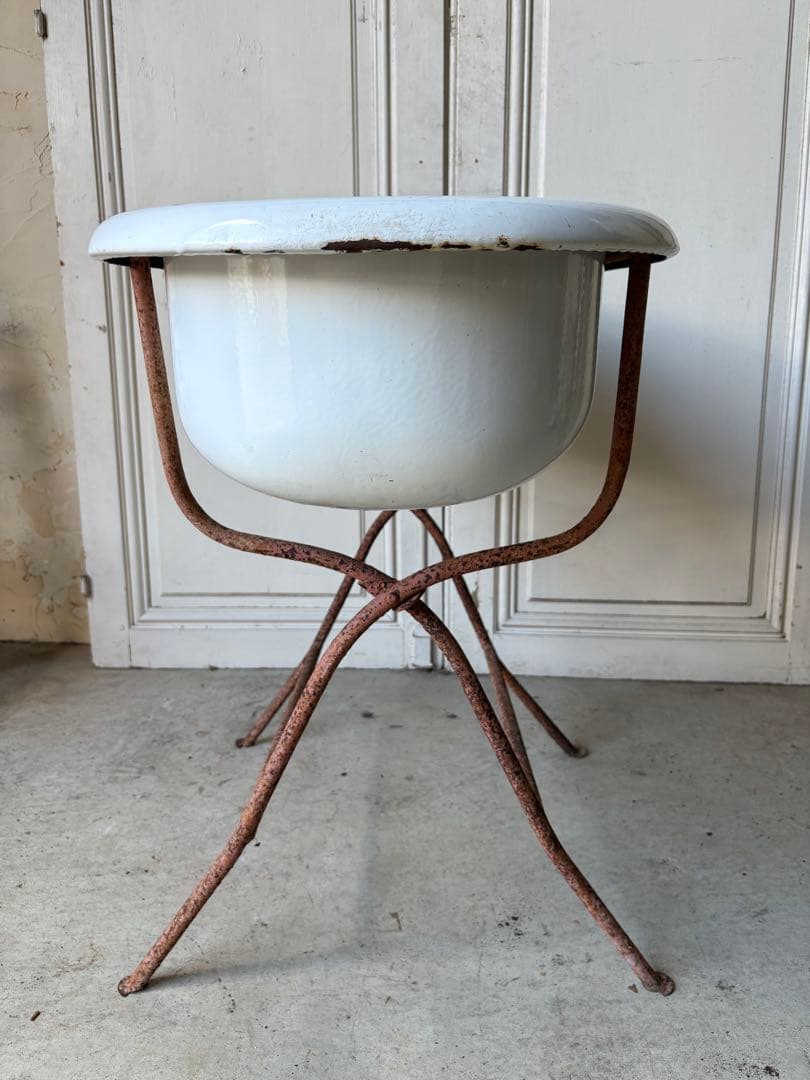 ベビーバス　アンティーク　ホーロー