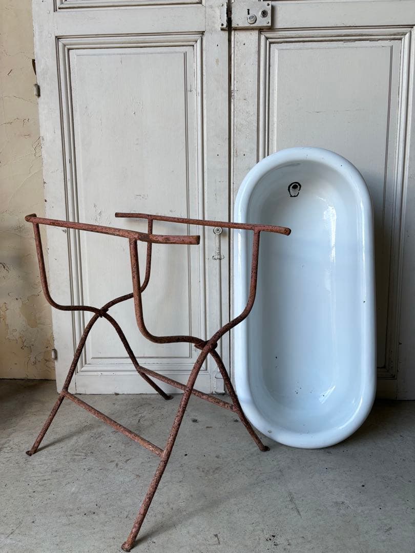 ベビーバス　アンティーク　ホーロー