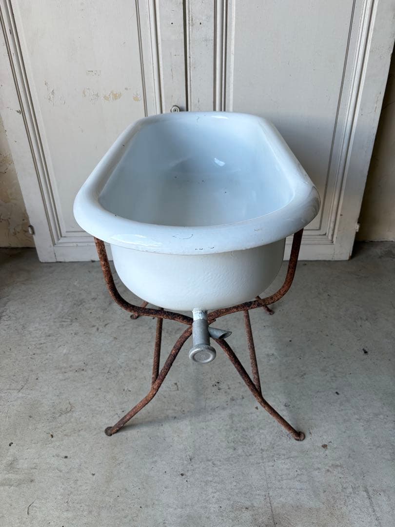 ベビーバス　アンティーク　ホーロー
