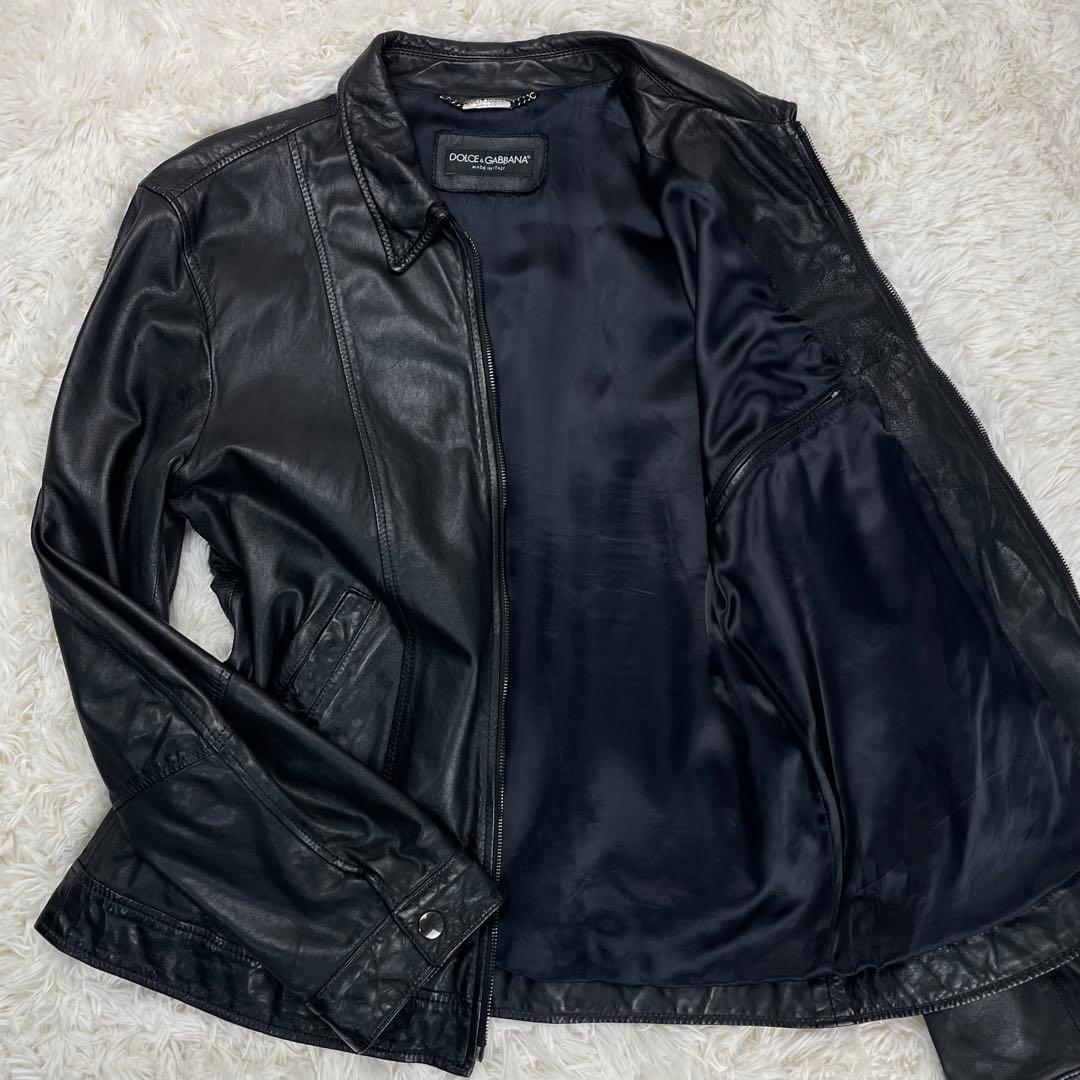 希少✨大きいサイズ ドルチェ&ガッバーナ レザージャケット ラムスキン 黒