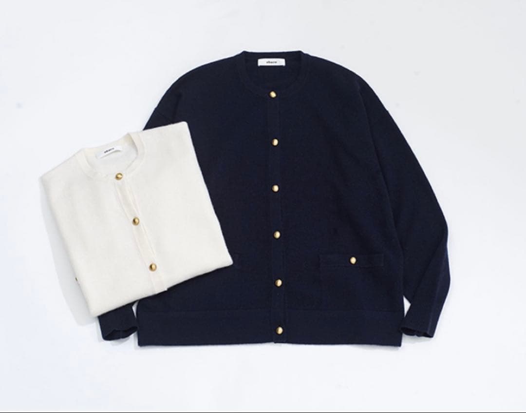 エブール ebure★メタルパーツカシミアクールネックニットカーディガン