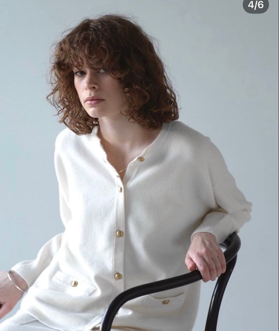 エブール ebure★メタルパーツカシミアクールネックニットカーディガン