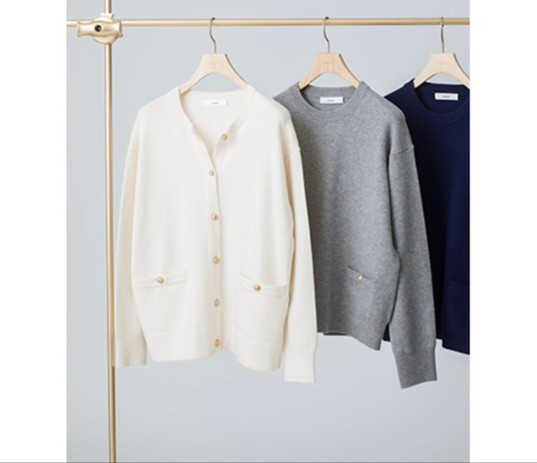 エブール ebure★メタルパーツカシミアクールネックニットカーディガン