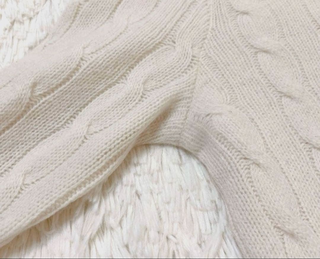 ポロラルフローレンカシミヤ混ケーブルニット　アイボリー　S