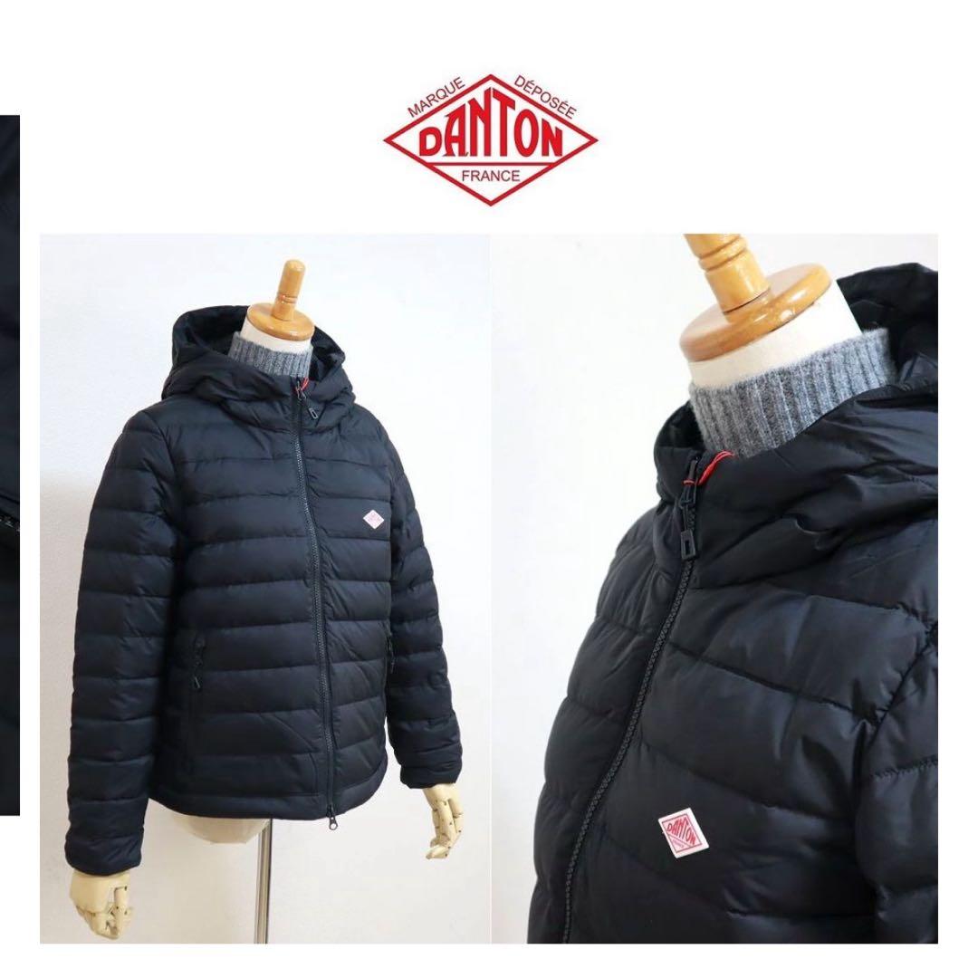 DANTON フード付き ブラックダウンジャケット　XS