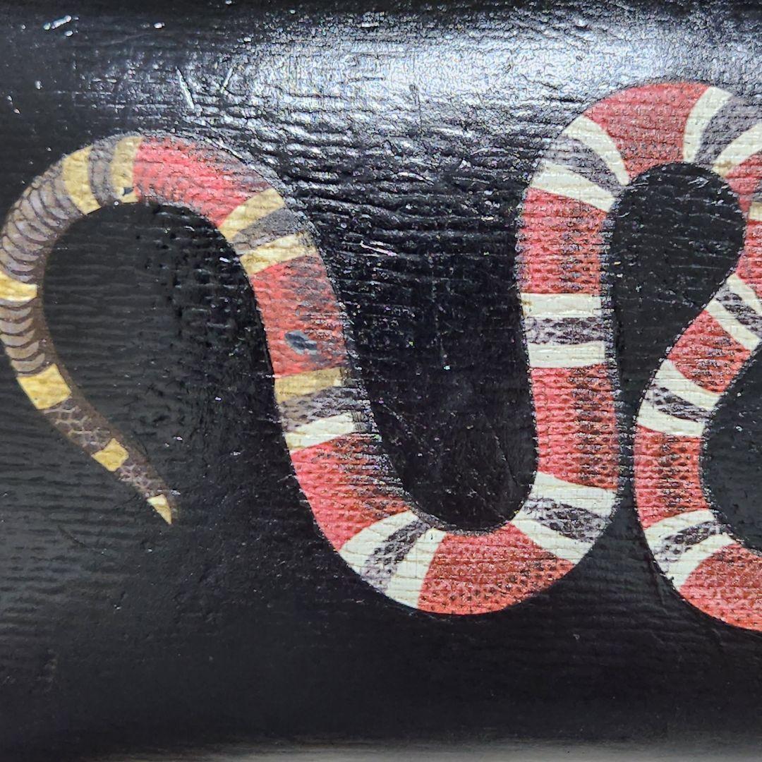 グッチ　長財布　ラウンドファスナー　キングスネーク　ブラック　レザー　PVC