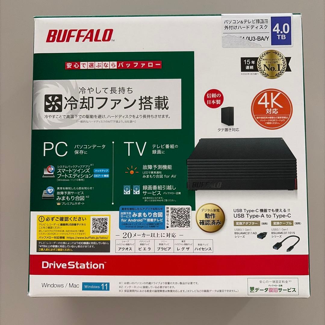 BUFFALO DriveStation 4TB USB外付けハードディスク
