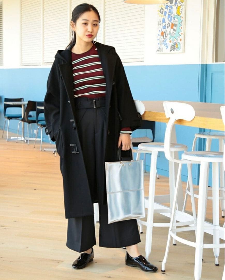 tenma180128　レイビームス　ドルマンダッフルコート　ブラック