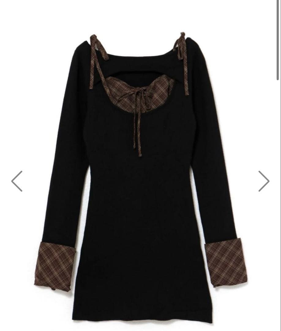 bubbles オープンリボンチェックワンピース ブラウン