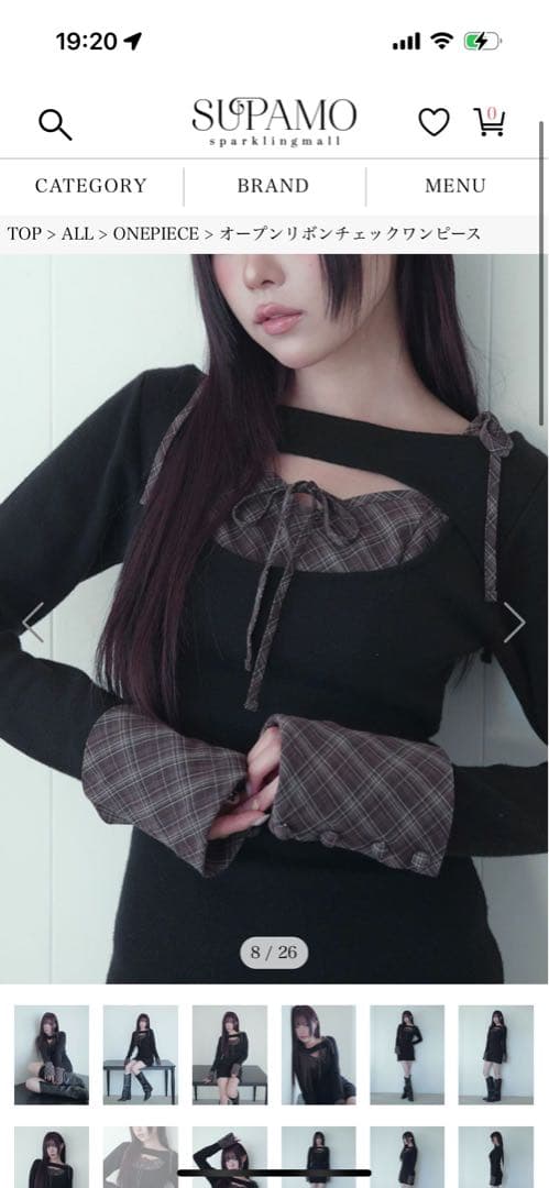 bubbles オープンリボンチェックワンピース ブラウン