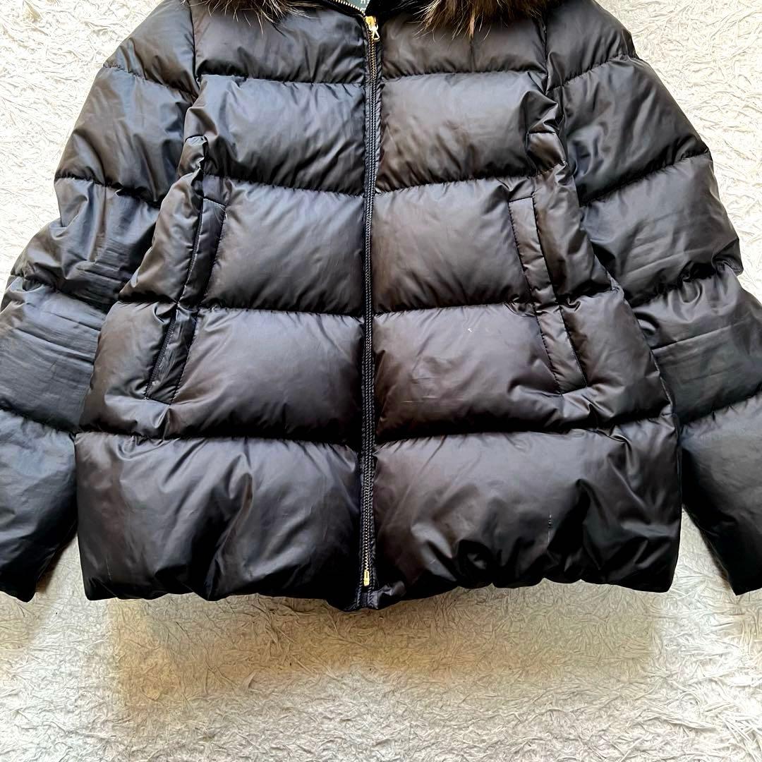 美品 ナノユニバース 西川ダウン 2wayダウンジャケット ファー付き 黒 36