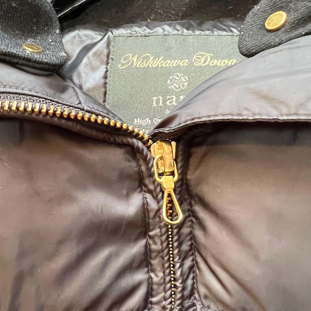 美品 ナノユニバース 西川ダウン 2wayダウンジャケット ファー付き 黒 36