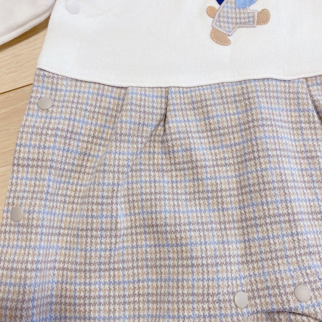 【familiar】ファミリア　カバーオール　ベージュ　チェック　60 新品