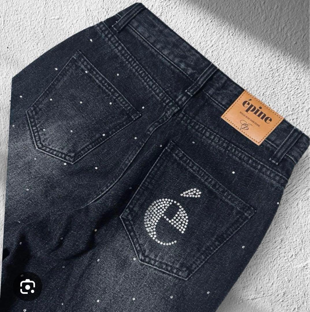 epine ラインストーンデニムパンツ